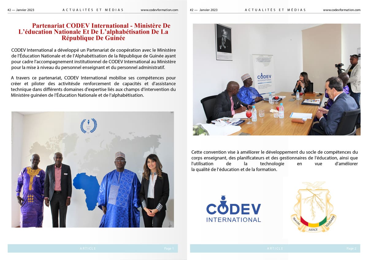 Partenariat CODEV International - Ministère De L’éducation Nationale Et De L’alphabétisation De La République De Guinée